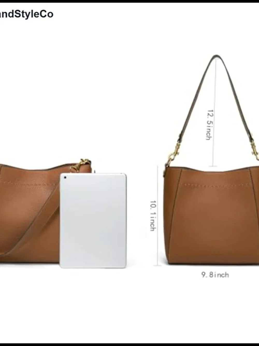 Genuine Leather Bucket Hobo Bag Shoulder Tote Purse for Women Detachable Strap